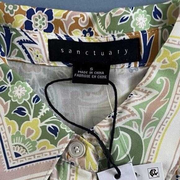 NWT Sanctuary The Vintage Scarf Paisley Long Sleeve Button-Up Shirt - Picture 7 of 8